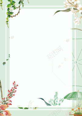 绿色清新唯美花卉装饰服装新品海报背景背景