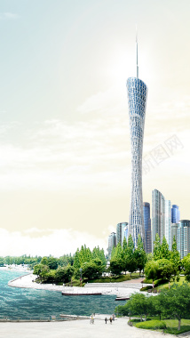 现代都市建筑风景H5背景摄影图片