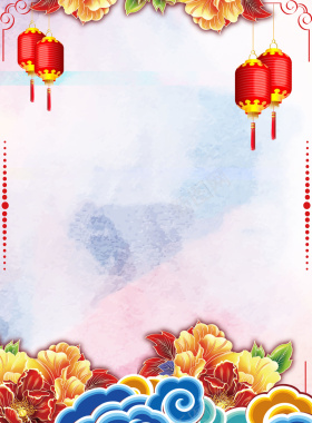 中式云纹牡丹灯笼2017春节新年背景背景