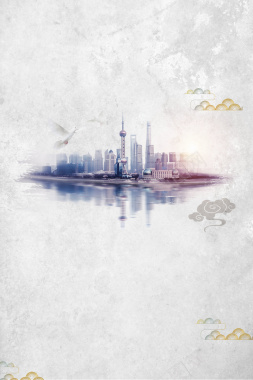 上海印象自助游海报背景背景
