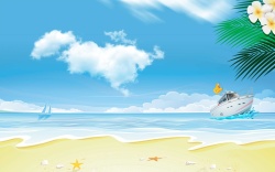 平面海滩素材夏天沙滩背景模板高清图片