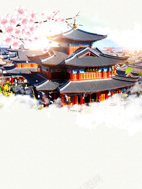 中国风传统建筑背景模板背景
