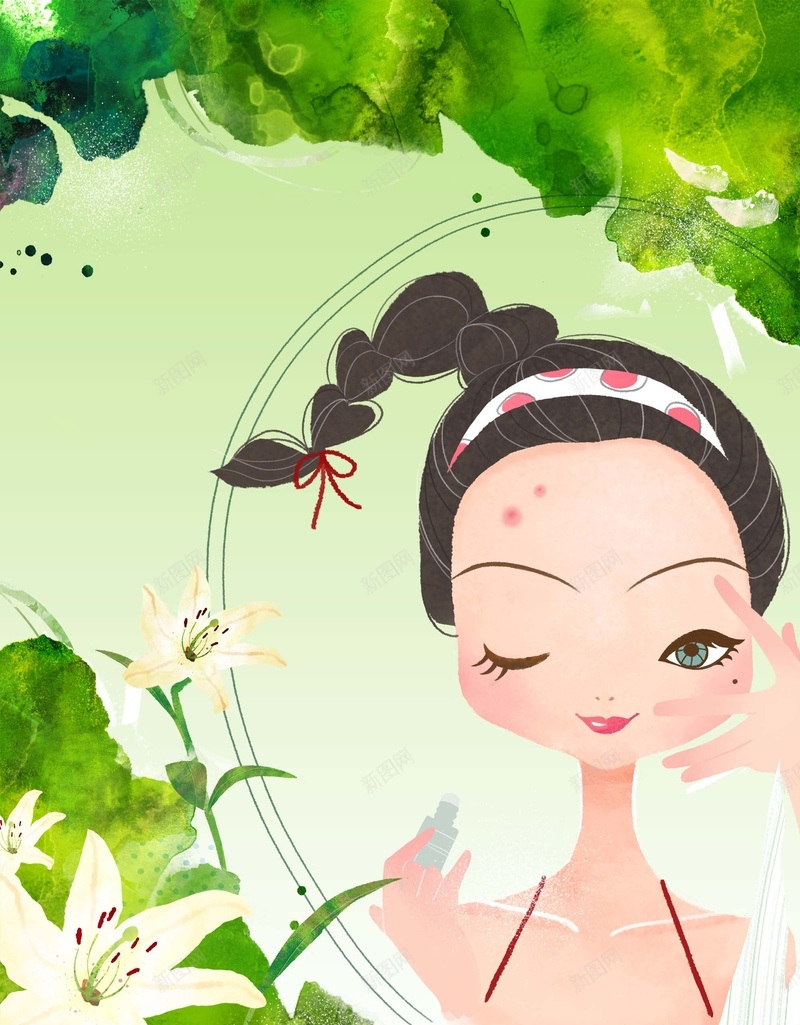 手绘时尚女性祛痘化妆品海报背景模板psd设计背景_88icon https://88icon.com 化妆品海报 女性海报 手绘 时尚女性 水彩背景 海报背景模板 百合花 祛痘化妆品 祛痘广告