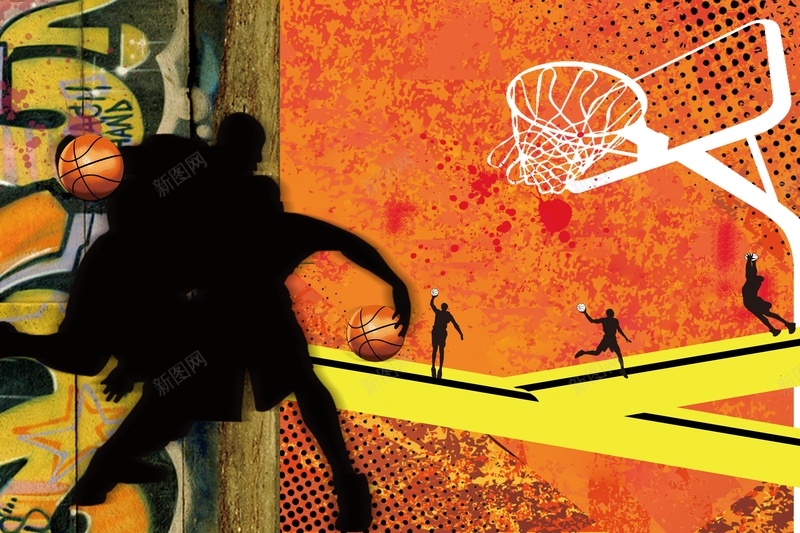校园篮球比赛海报背景psd设计背景_88icon https://88icon.com 人影 校园 涂鸦 球框 篮球 篮球场 运球