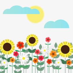 扁平春季花朵插画矢量图素材