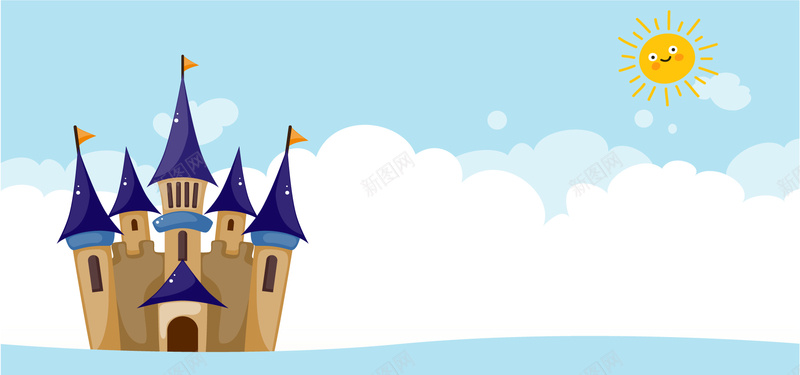 卡通城堡童话城堡矢量图背景