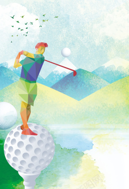 矢量彩色高尔夫比赛海报背景背景