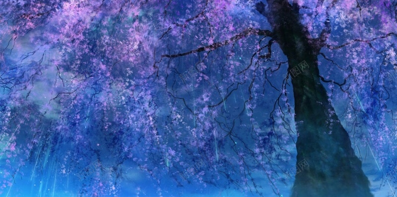 星空下的樱花H5背景jpg设计背景_88icon https://88icon.com H5 H5背景 h5 动漫 卡通 手绘 星云 星海 星空 星际 月亮 樱花 漫画 童趣 风景