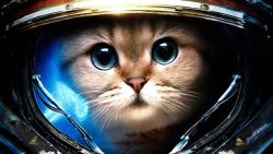 金属头盔金属头盔中的可爱猫咪高清图片