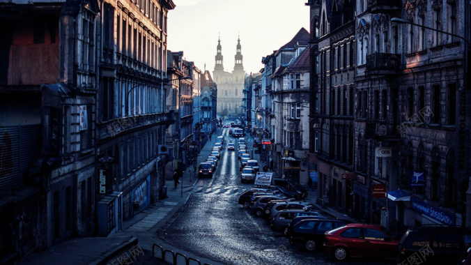 欧洲复古城市街道美景背景
