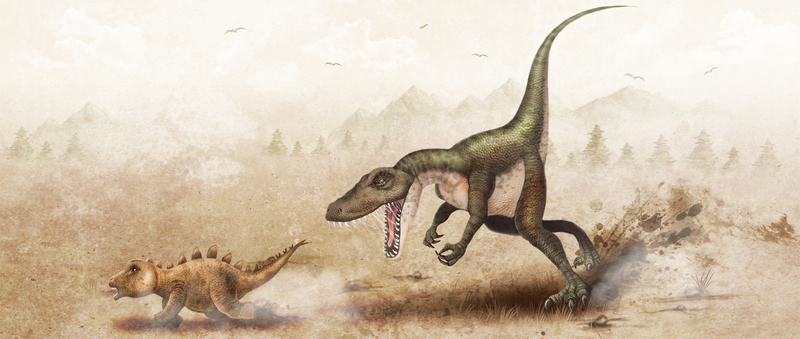 追跑的恐龙插画背景背景