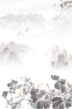 中国风山水意境装饰画背景