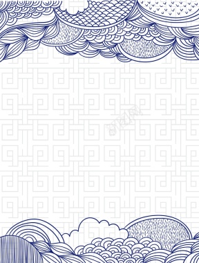 矢量文艺中国风传统线描纹理背景背景