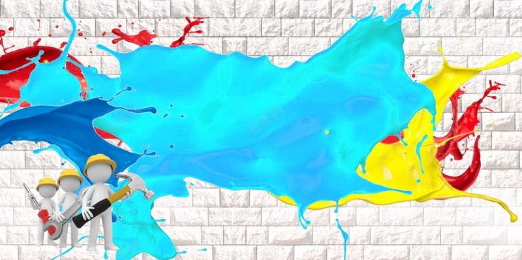 白色砖墙油漆装修促销海报背景背景
