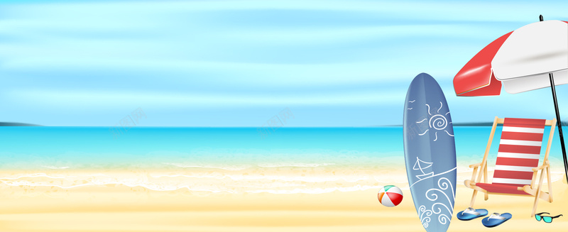海边度假卡通舒懒风格蓝色动漫风背景背景
