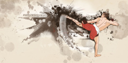 白色武术自由搏击运动插画背景高清图片