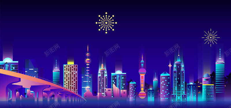 炫酷渐变城市剪影bannerpsd设计背景_88icon https://88icon.com 剪影 城市 大气 渐变 灯光 炫彩 炫酷 简约