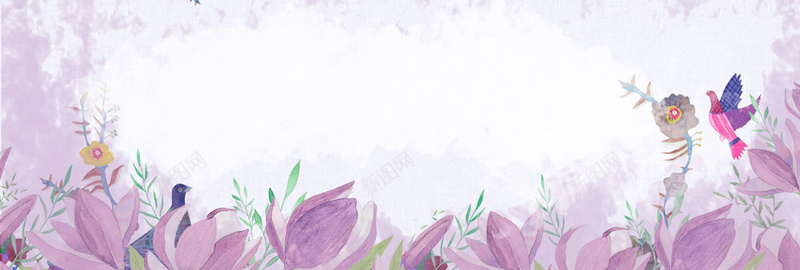 母亲节清新手绘紫色banner背景