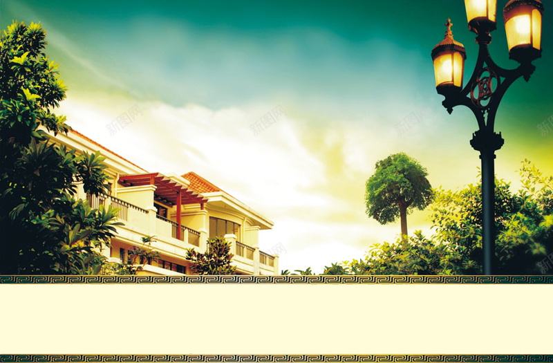 精致路灯别墅地产背景psd设计背景_88icon https://88icon.com 别墅 地产 摄影 精致 背景 路灯 连排别墅 风景