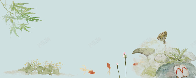 盛夏中国风荷花水墨画海报bannerpsd设计背景_88icon https://88icon.com 中国风 水墨丹青 水墨画 清高 竹子 荷塘 荷花 锦鲤 风骨 鲤鱼