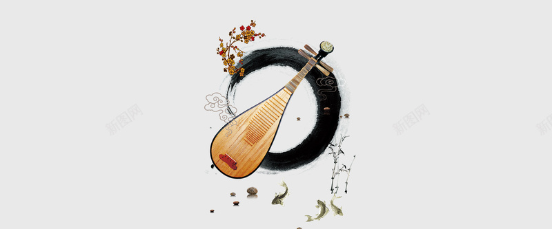 中国风古典琵琶传统文艺水墨背景背景
