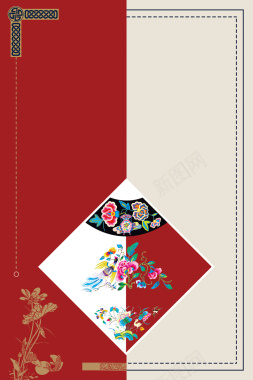 中国风刺绣工艺海报背景背景