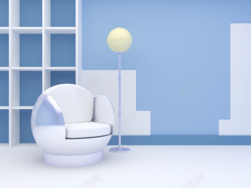 清新蓝色室内空间家装效果图背景