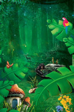 夏季丛林探险海报背景背景