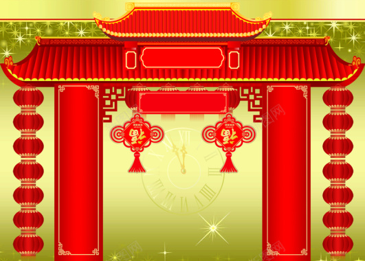 春节门头装饰海报PSD背景背景