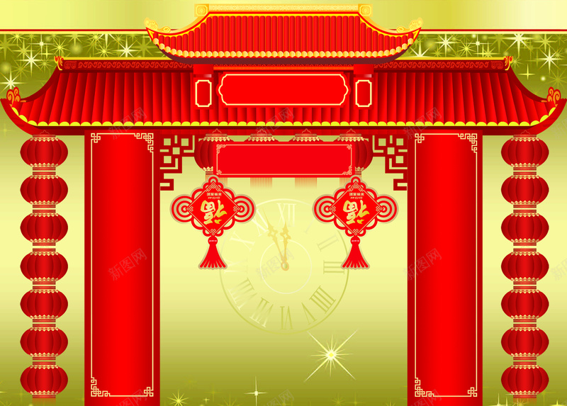 春节门头装饰海报PSD背景psd设计背景_88icon https://88icon.com 古代牌楼 庭院门楼 新年春节装饰设计 新春对联设计 春节门楼设计 福字 节日元素 门楼 门楼设计