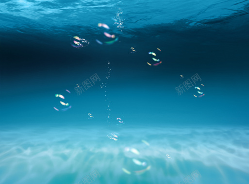 大气蓝色大海里的泡泡背景背景