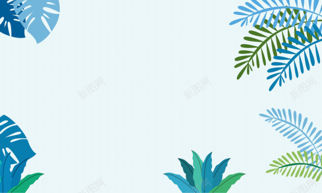 淘宝女装促销夏季绿色浪漫热带植物背景背景