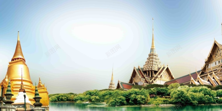 泰国曼谷旅游海报背景模板背景