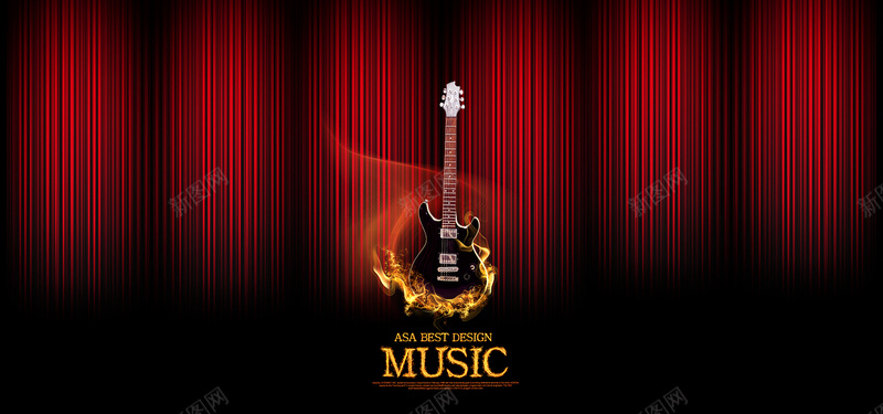 红色电吉他MUSIC音乐psd设计背景_88icon https://88icon.com MUSIC音乐 海报banner 激情 狂欢 电吉他 红色