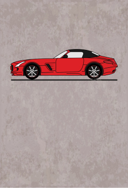 扁平化红色跑车汽车海报背景矢量图背景