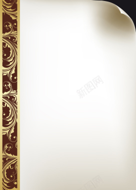 欧式复古花纹纸张卷起书页封面背景矢量图背景