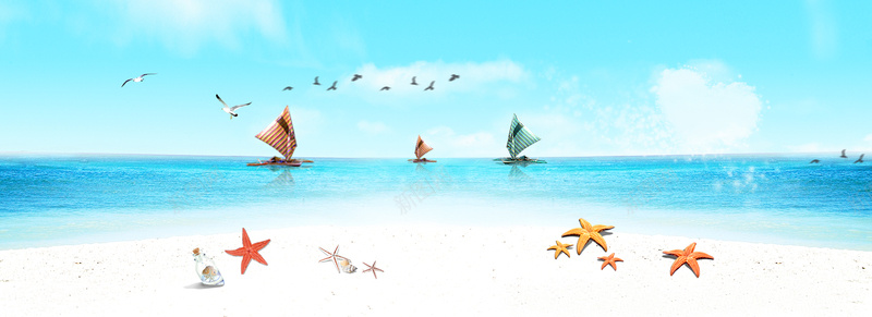 主图淘宝海报夏季沙滩背景