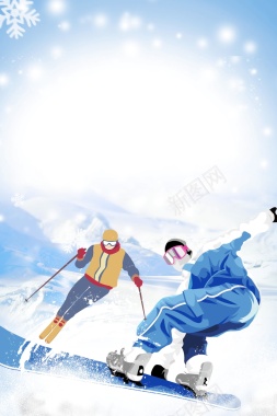 清新冬季滑雪运动背景背景