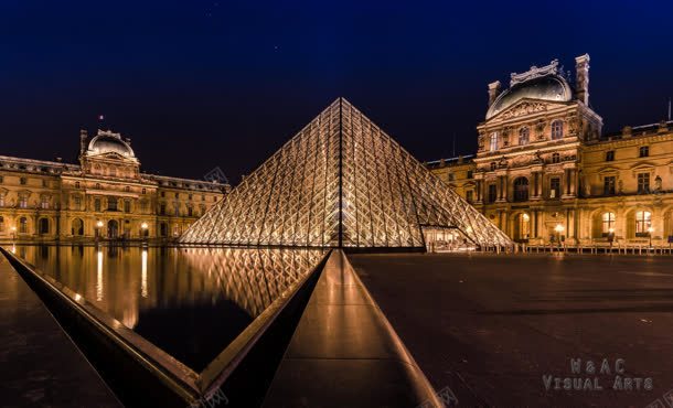 法国卢浮宫绚丽夜景背景