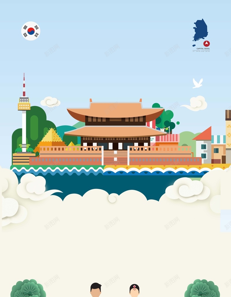 魅力韩国游海报背景psd设计背景_88icon https://88icon.com 卡通 旅行社 特惠游 韩国印象 韩国小吃 韩国旅游 韩国美食 韩国购物 首尔 魅力韩国游