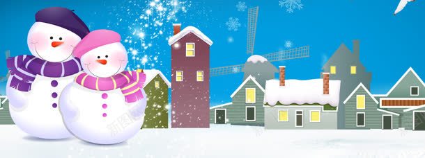 圣诞节背景jpg设计背景_88icon https://88icon.com 促销海报 房子 雪人
