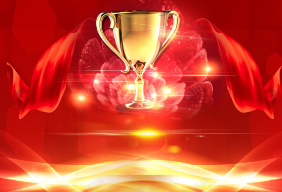 红色大气奖杯颁奖典礼海报背景背景