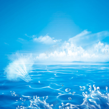 蓝天白云海洋背景摄影图片