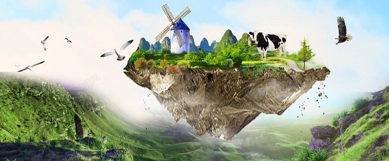 创意合成奶粉牛奶促销bannerpsd设计背景_88icon https://88icon.com 促销 创意 合成 奶牛 奶粉 母婴 清新 牛奶 牧场 白云 草坪 蓝天 进口奶粉 风车 食品 鲜奶