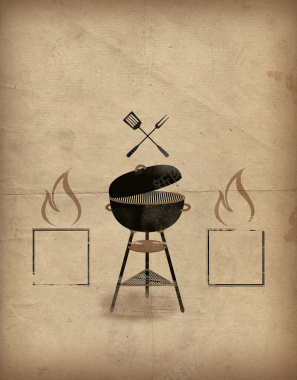 欧美复古BBQ烧烤派对海报背景psd背景