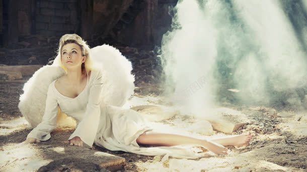 石地上的天使女人海报背景背景