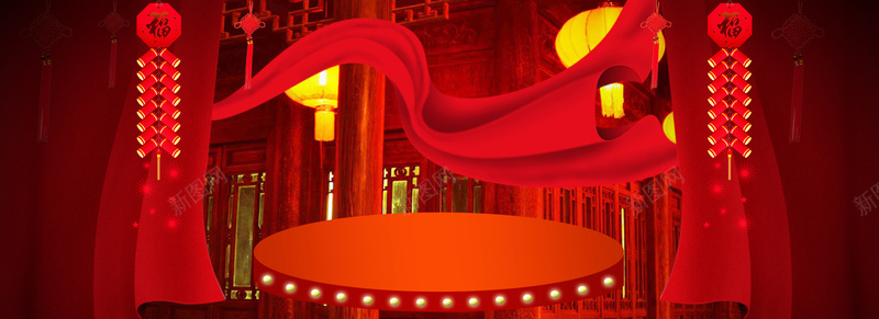 元宵节大促火热中国风红色家电产品海报背景背景