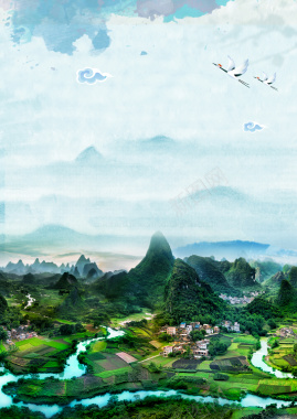 魅力美丽桂林景色桂林旅游海报背景背景