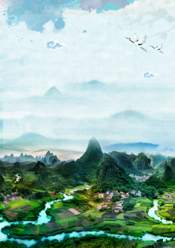 桂林山水展架魅力美丽桂林景色桂林旅游海报背景高清图片