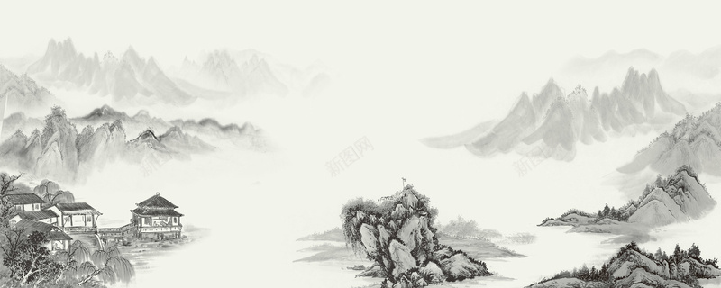 水墨画背景psd设计背景_88icon https://88icon.com 世界文化 中国画 中国风 山 山间 文化 文化宣传 水墨画 海报banner